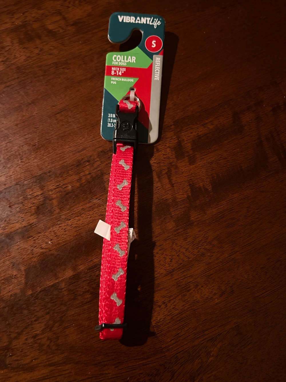 Red Reflective Dog Collar with Bone Pattern